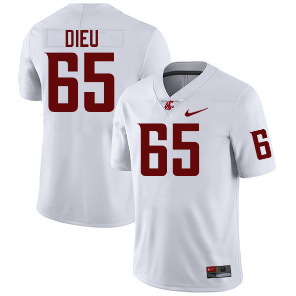 Men #65 Brock Dieu Washington State Cougars College Football Jerseys Stitched-White